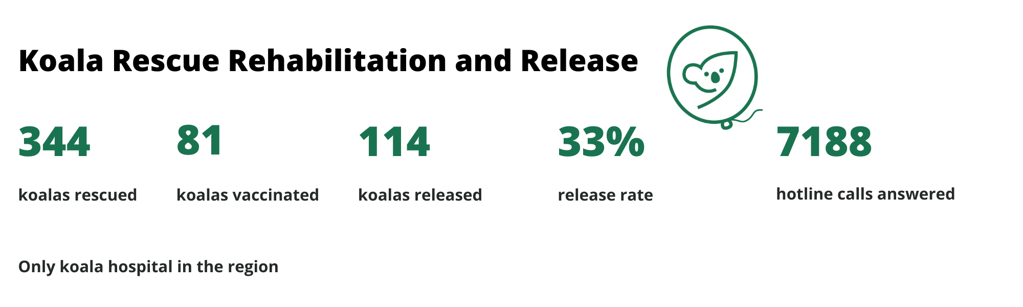 Friends of the Koala rescue and rehabilitation stats in 2024